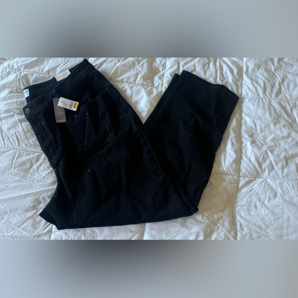 Lane Bryant Black rhinestone jeans